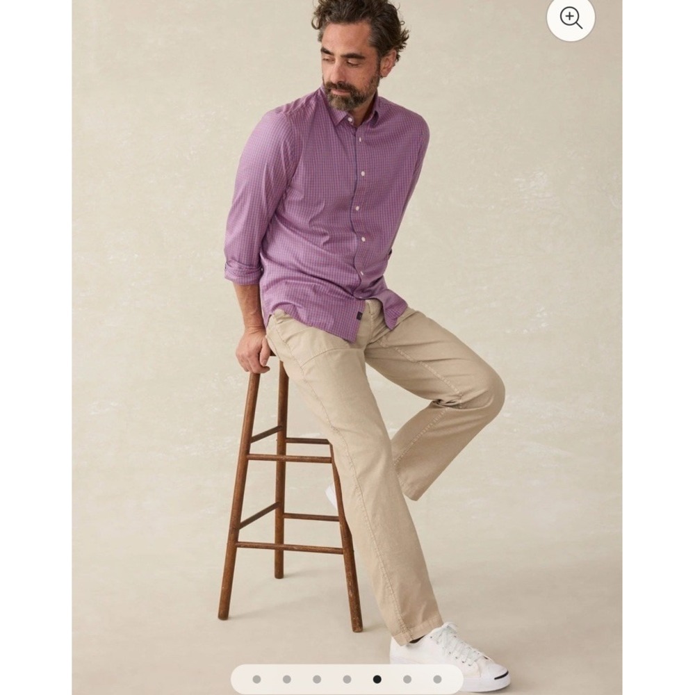 NEW Faherty Movement™ Shirt - Blue‎ Rose Gingham Size Small $158 Long Sleeve